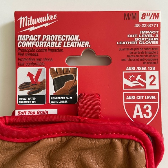 NWT Milwaukee impact cut level 3 goatskin leather gloves - Picture 4 of 9
